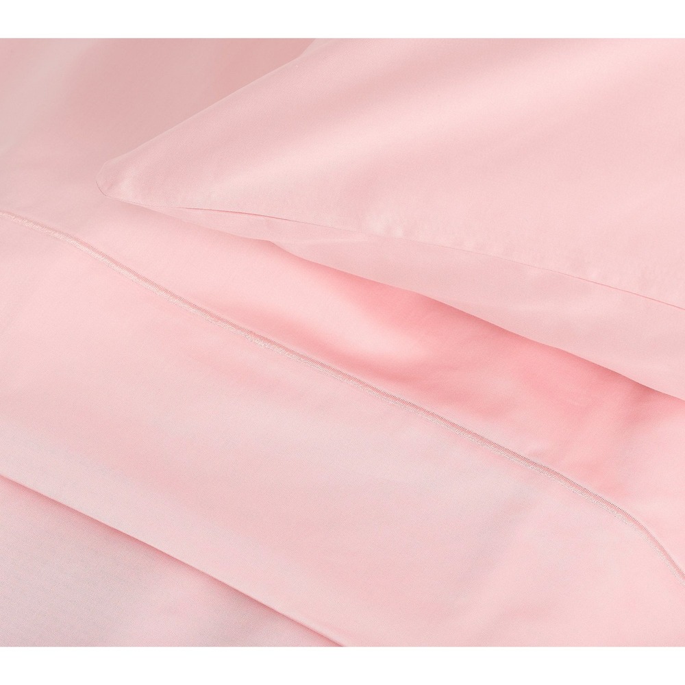 Northern Nights 400 TC 100% Cotton King Flat Sheet 2 Pillowcases Light Pink QVC